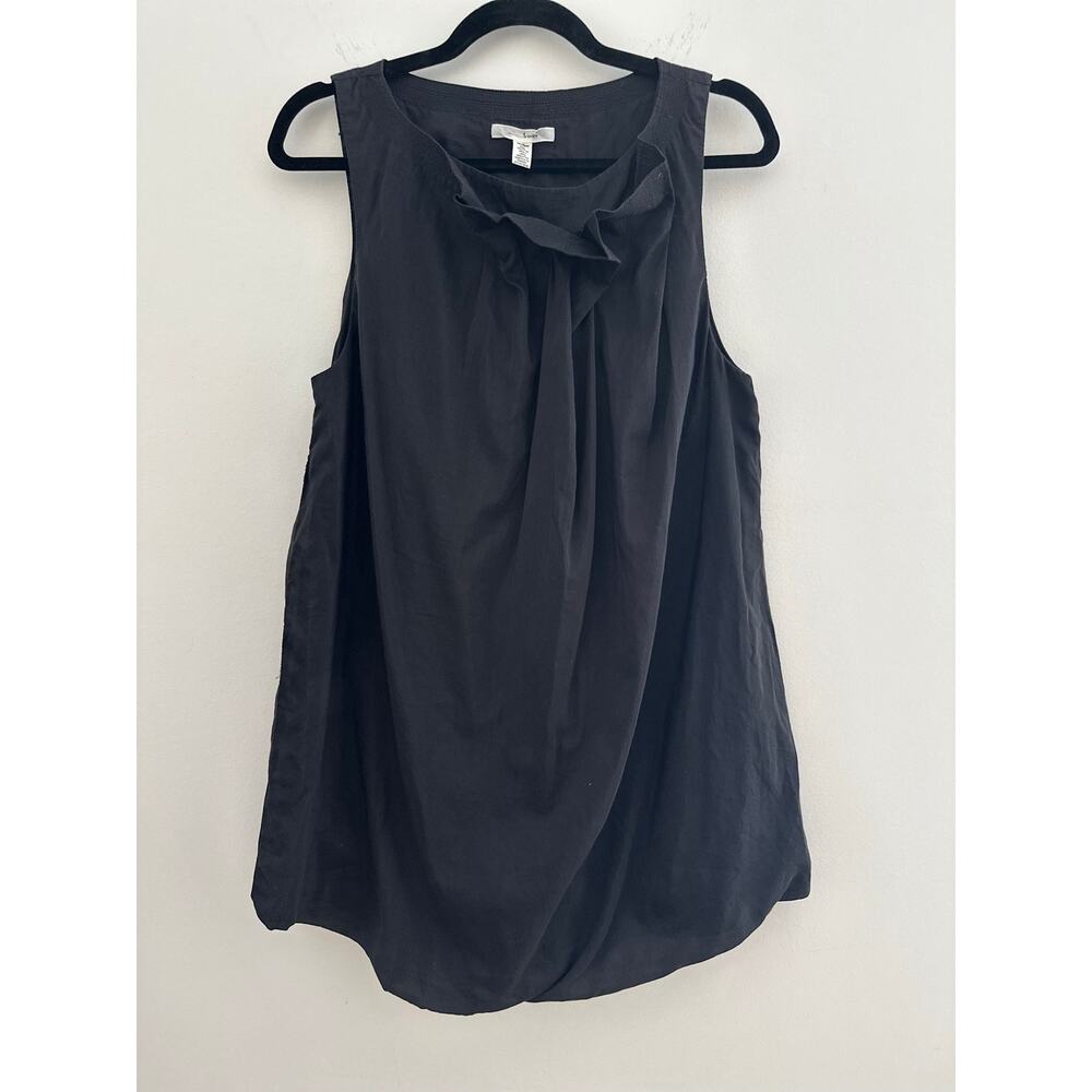 ……trinity Cotton Silk Ruffle Neck Sleeveless Blouse Women's Medium Black